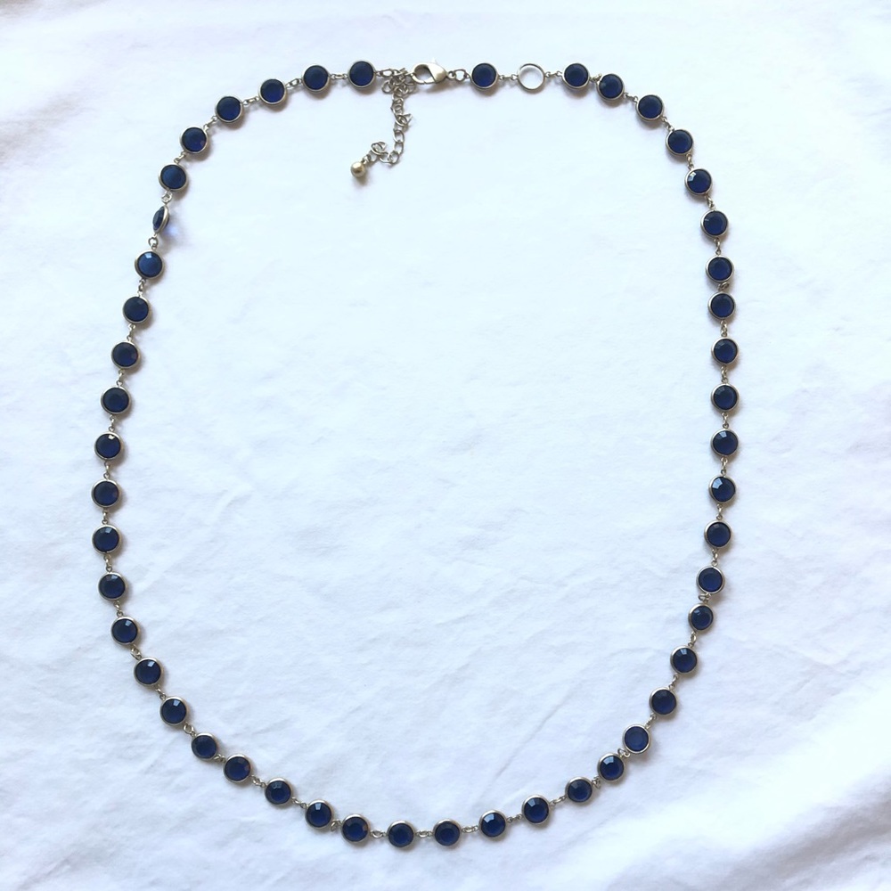 Blue and gold beaded necklace
